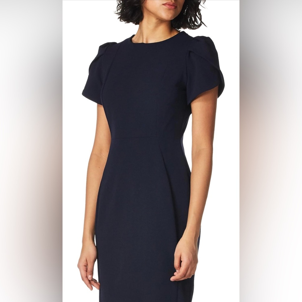 NWT Calvin Klein Pleated-Sleeve Sheath Dress - Picture 2 of 9